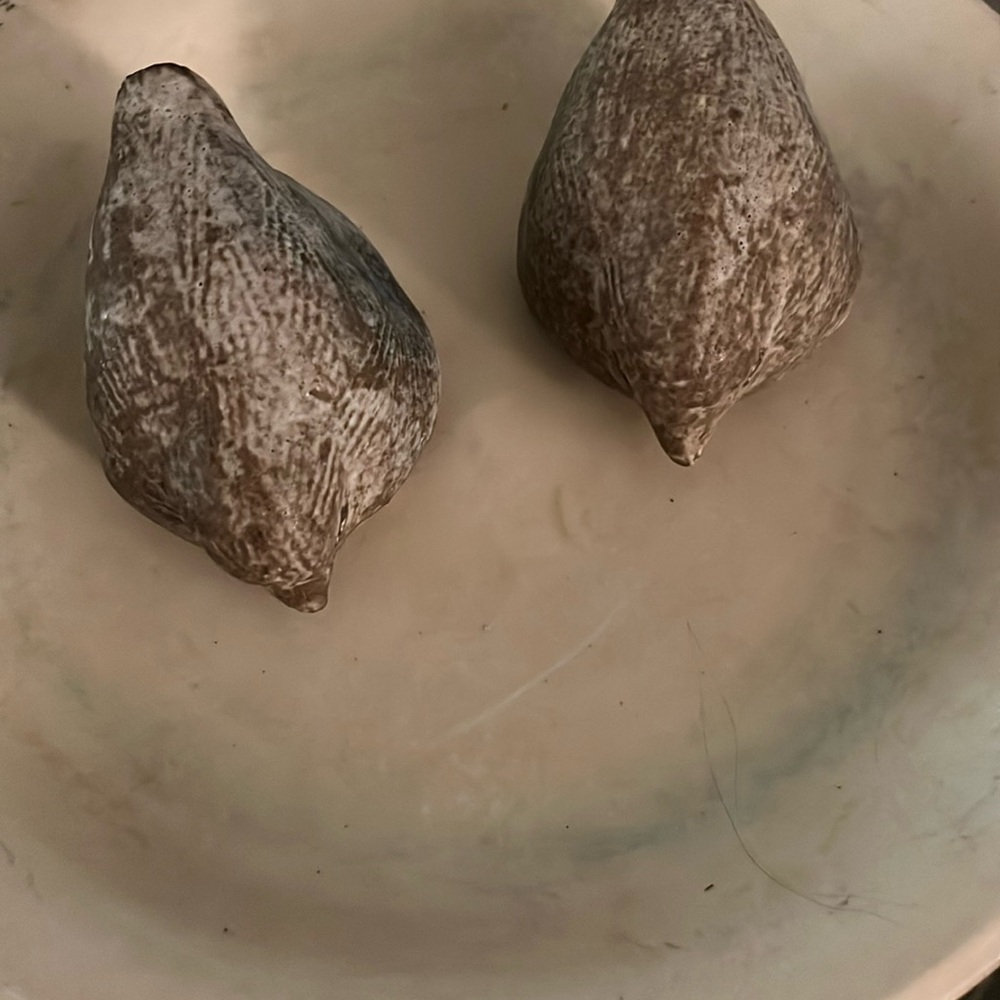 McCarty Pottery set of 2 birds. Nutmeg. Signed